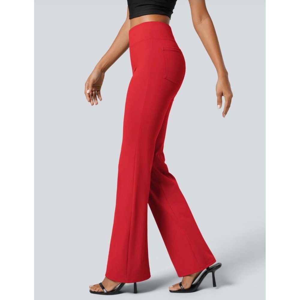 Halara Flex High Waisted Pants Flare Work Pants Women's Size Large Red Pull On